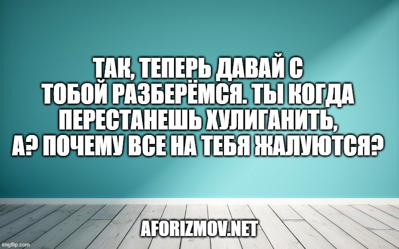 Так, теперь давай с тобой разберёмся. Ты когда перестанешь хулиганить, а? Почему все на тебя жалуются?
