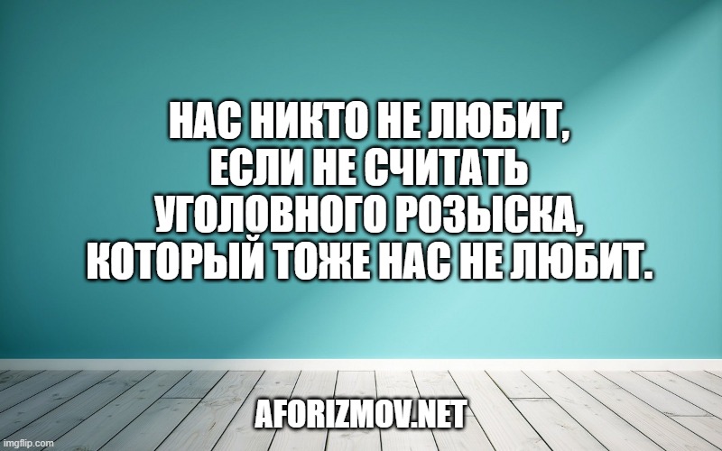 Нас никто не любит, если не считать уголовного розыска, который тоже нас не любит.