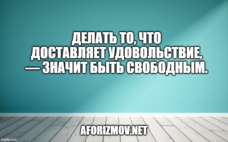 Делать то, что доставляет удовольствие, — значит быть свободным.