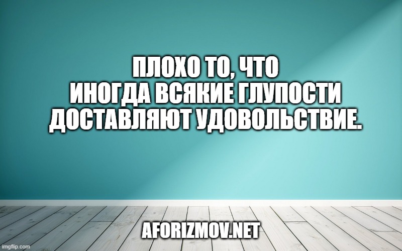 Плохо то, что иногда всякие глупости доставляют удовольствие.