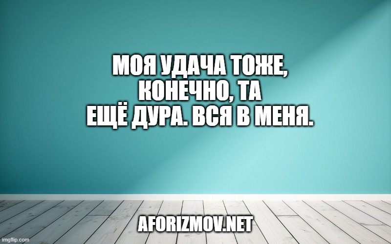 Моя удача тоже, конечно, та ещё дура. Вся в меня.
