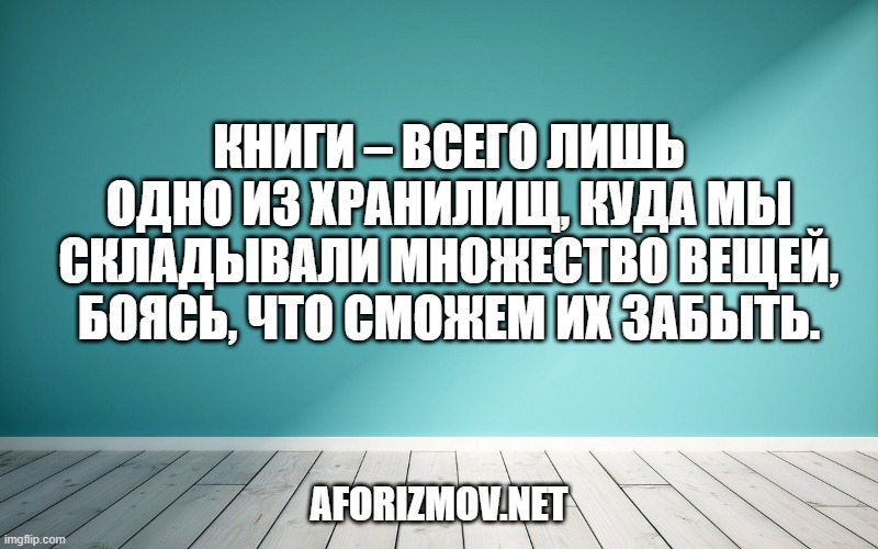 Книги – всего лишь одно из хранилищ, куда мы складывали множество вещей, боясь, что сможем их забыть.
