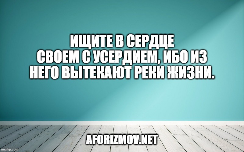 Ищите в сердце своем с усердием, ибо из него вытекают реки жизни.