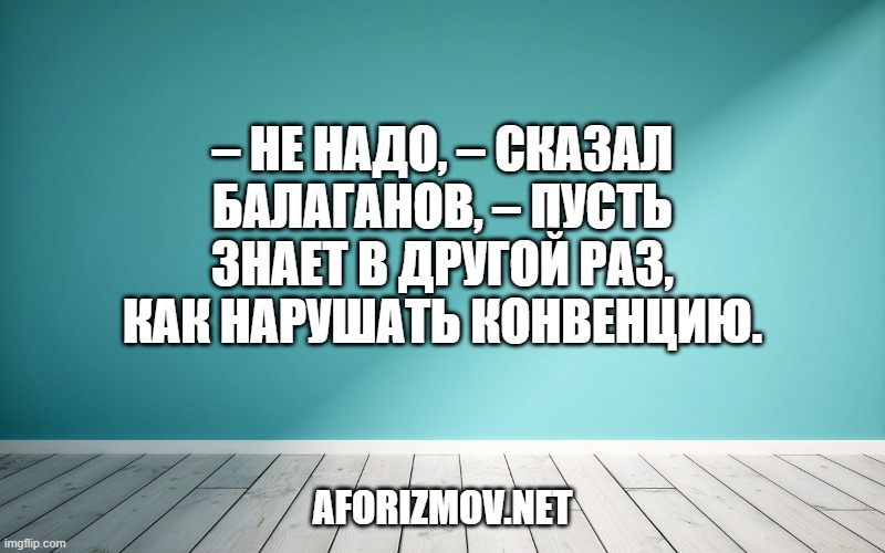 – Не надо, – сказал Балаганов, – пусть знает в другой раз, как нарушать конвенцию.