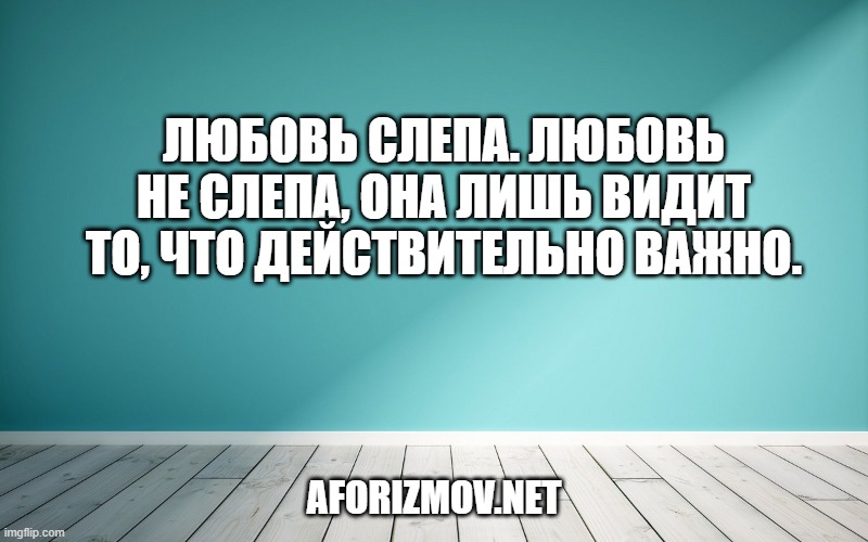 Любовь слепа. Любовь не слепа, она лишь видит то, что действительно важно.