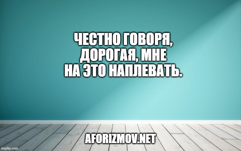 Честно говоря, дорогая, мне на это наплевать.