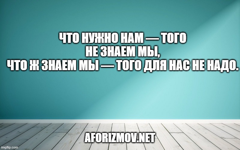 Что нужно нам — того не знаем мы,
Что ж знаем мы — того для нас не надо.