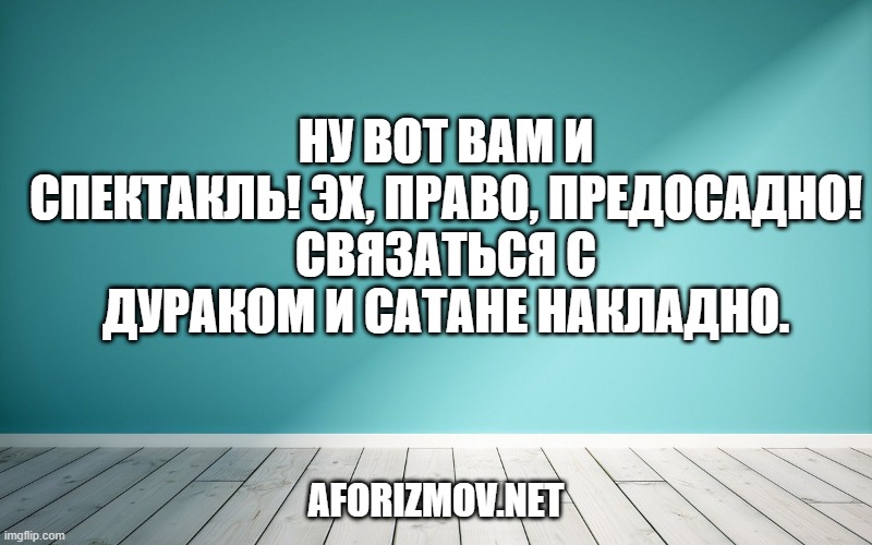 Ну вот вам и спектакль! Эх, право, предосадно!
Связаться с дураком и сатане накладно.