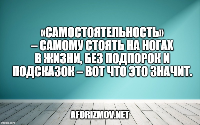 «Самостоятельность» – самому стоять на ногах в жизни, без подпорок и подсказок – вот что это значит.