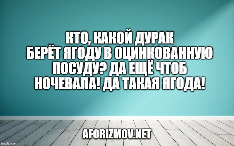 Кто, какой дурак берёт ягоду в оцинкованную посуду? Да ещё чтоб ночевала! Да такая ягода!