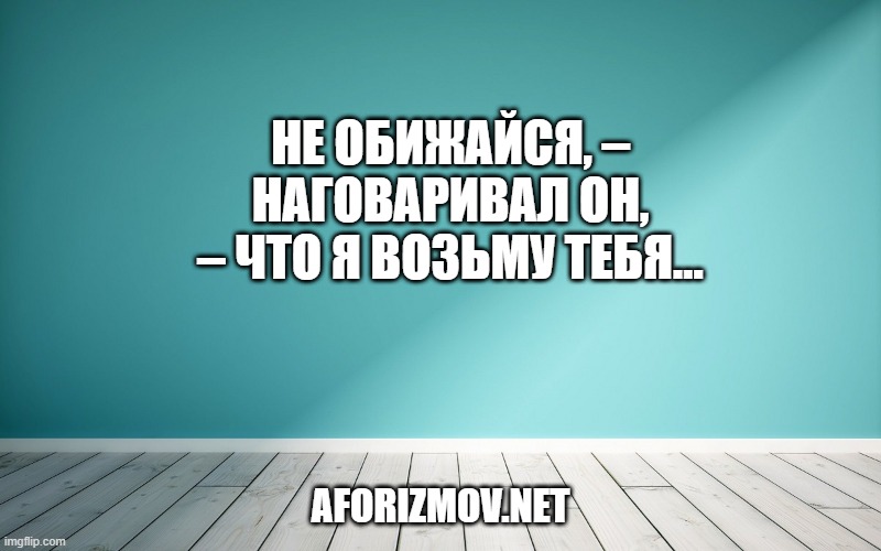 Не обижайся, – наговаривал он, – что я возьму тебя…