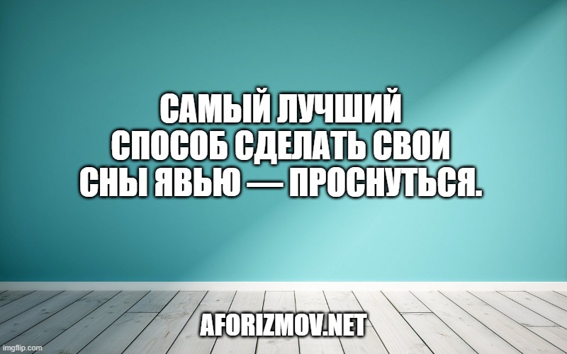 Самый лучший способ сделать свои сны явью — проснуться.