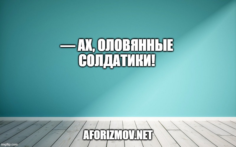 — Ах, оловянные солдатики!