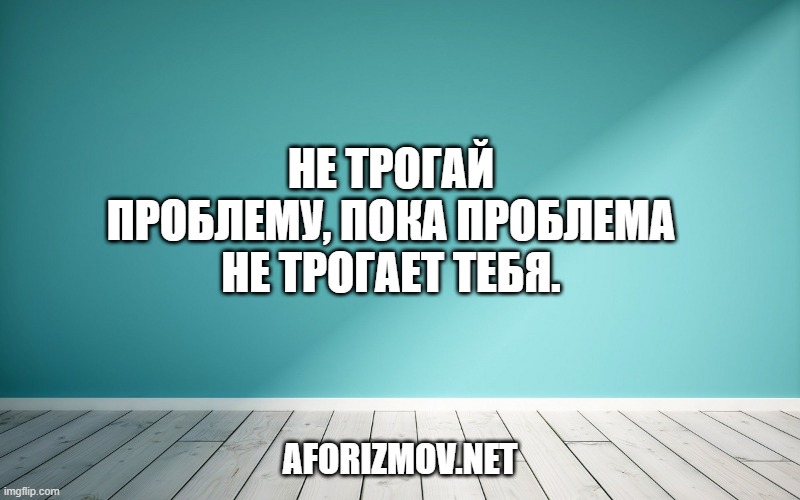 Не трогай проблему, пока проблема не трогает тебя.