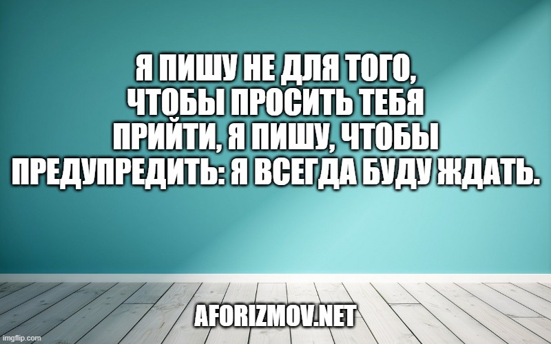 Я пишу не для того, чтобы просить тебя прийти, я пишу, чтобы предупредить: я всегда буду ждать.