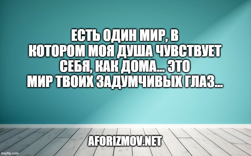 Есть один мир, в котором моя душа чувствует себя, как дома… Это мир твоих задумчивых глаз…