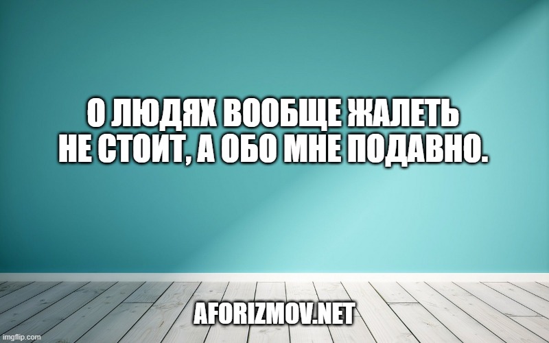 О людях вообще жалеть не стоит, а обо мне подавно.