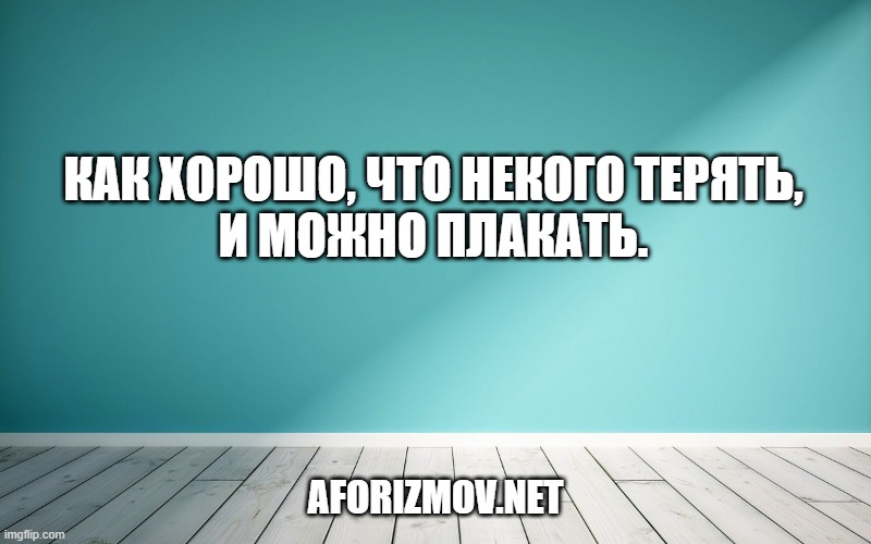 Как хорошо, что некого терять,
И можно плакать.