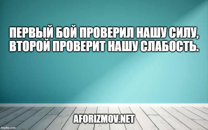 Первый бой проверил нашу силу, второй проверит нашу слабость.