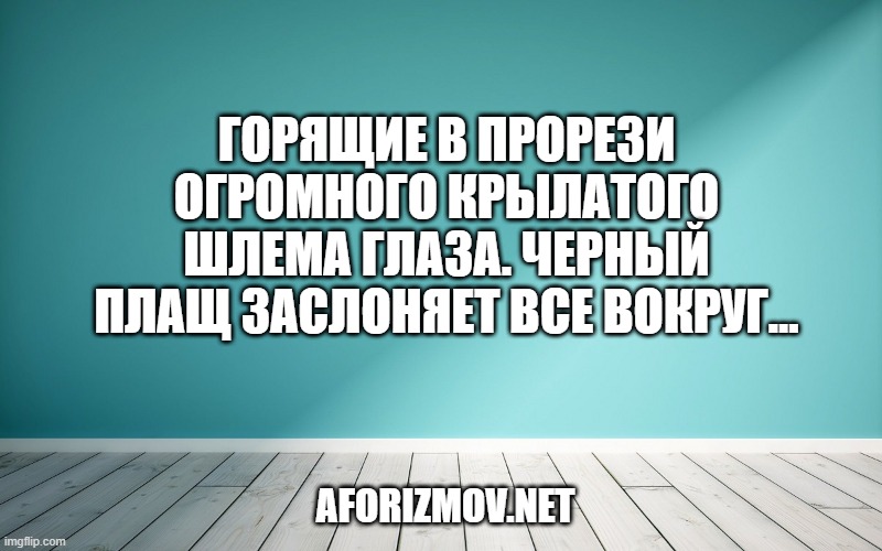 Горящие в прорези огромного крылатого шлема глаза. Черный плащ заслоняет все вокруг…
