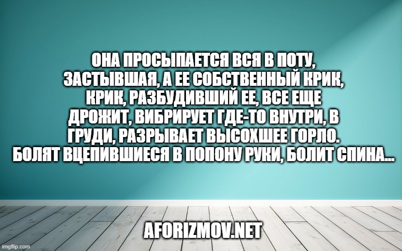 Она просыпается вся в поту, застывшая, а ее собственный крик, крик, разбудивший ее, все еще дрожит, вибрирует где-то внутри, в груди, разрывает высохшее горло. Болят вцепившиеся в попону руки, болит спина…