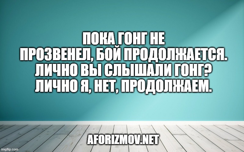 Пока гонг не прозвенел, бой продолжается. Лично вы слышали гонг? Лично я, нет, продолжаем.