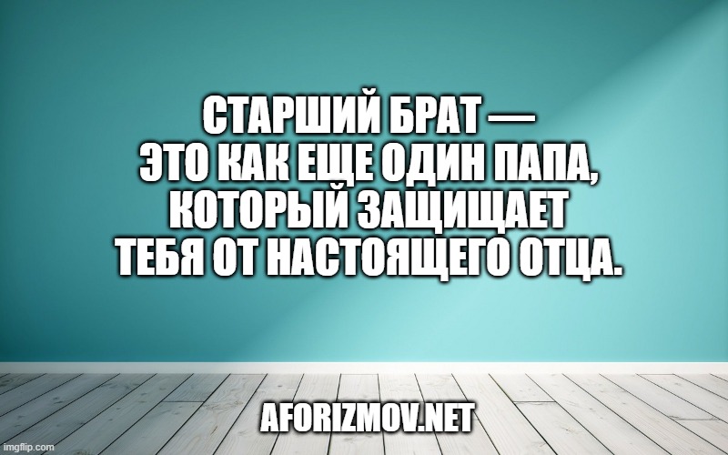 Старший брат — это как еще один папа, который защищает тебя от настоящего отца.