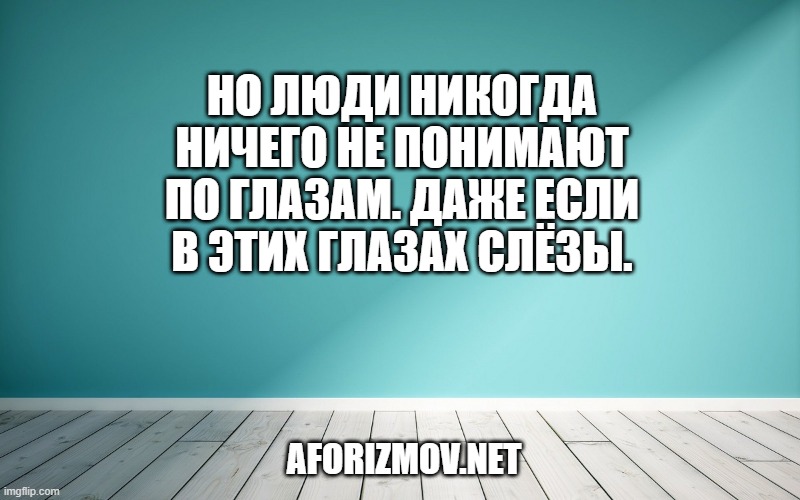 Но люди никогда ничего не понимают по глазам. Даже если в этих глазах слёзы.
