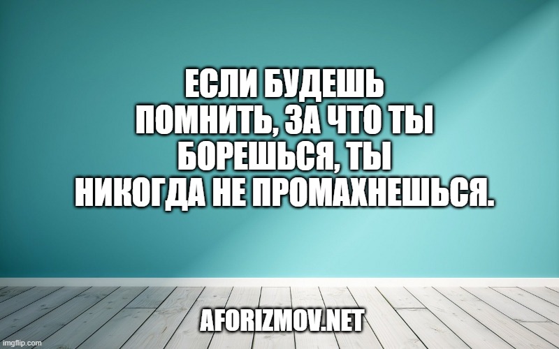 Если будешь помнить, за что ты борешься, ты никогда не промахнешься.