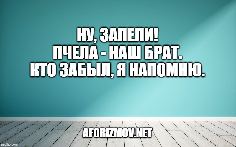 Ну, запели! Пчела - наш брат. Кто забыл, я напомню.