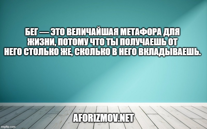 Бег — это величайшая метафора для жизни, потому что ты получаешь от него столько же, сколько в него вкладываешь.