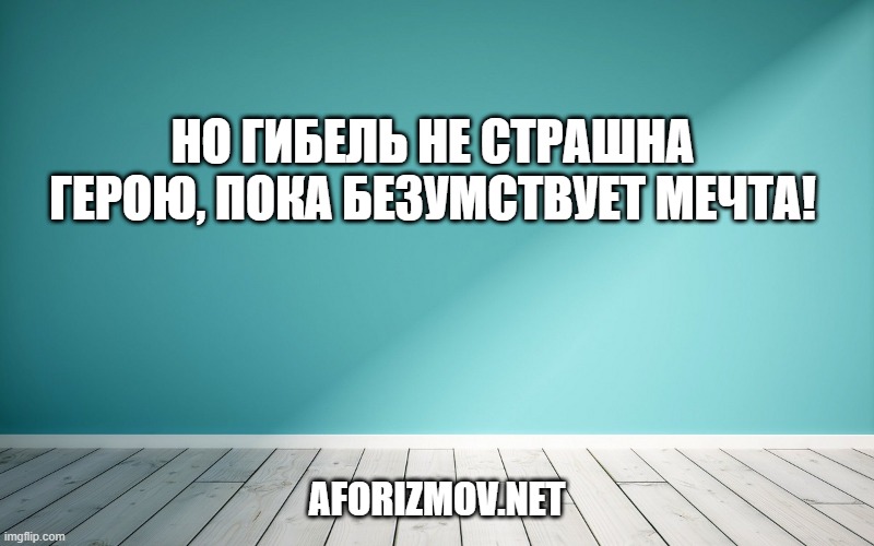 Но гибель не страшна герою, пока безумствует мечта!