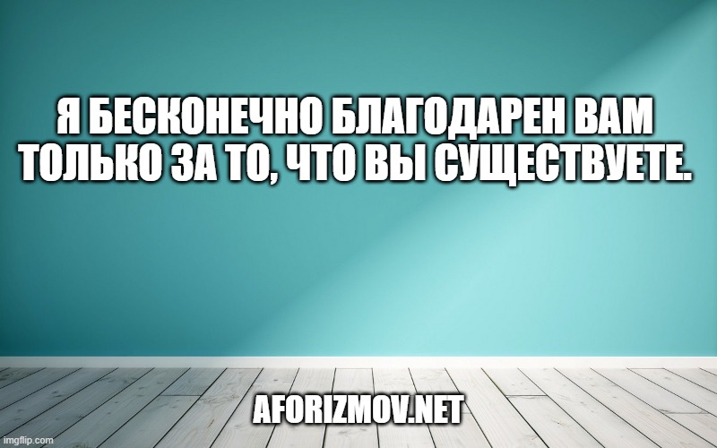 Я бесконечно благодарен Вам только за то, что Вы существуете.