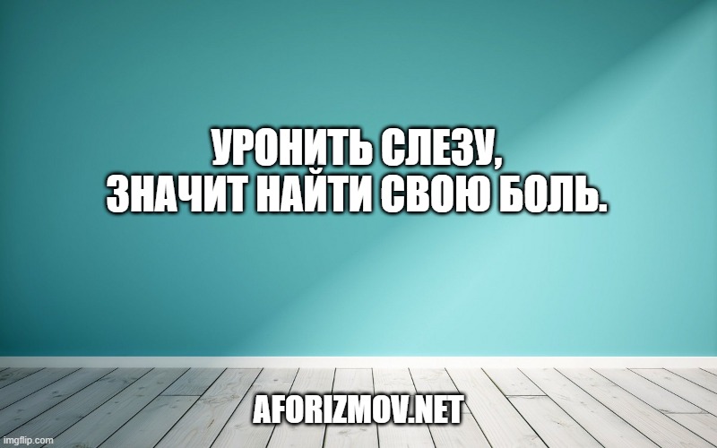 Уронить слезу, значит найти свою боль.