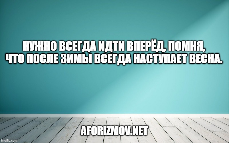 Нужно всегда идти вперёд, помня, что после зимы всегда наступает весна.