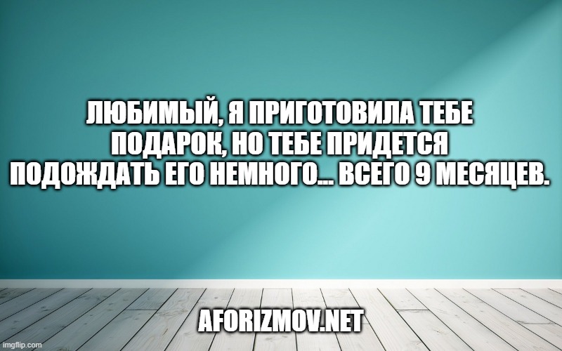 Любимый, я приготовила тебе подарок, но тебе придется подождать его немного... Всего 9 месяцев.