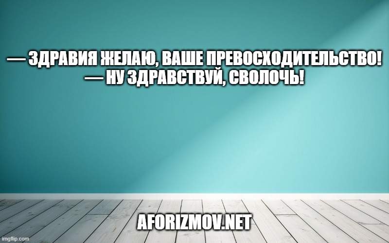 — Здравия желаю, Ваше Превосходительство!
— Ну здравствуй, сволочь!