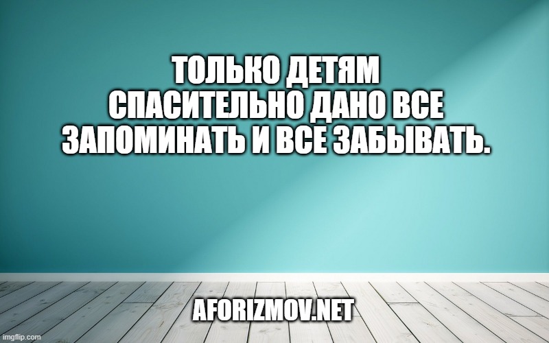 Только детям спасительно дано все запоминать и все забывать.