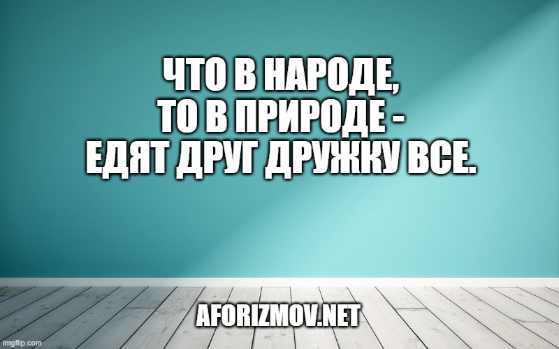 Что в народе, то в природе - едят друг дружку все.