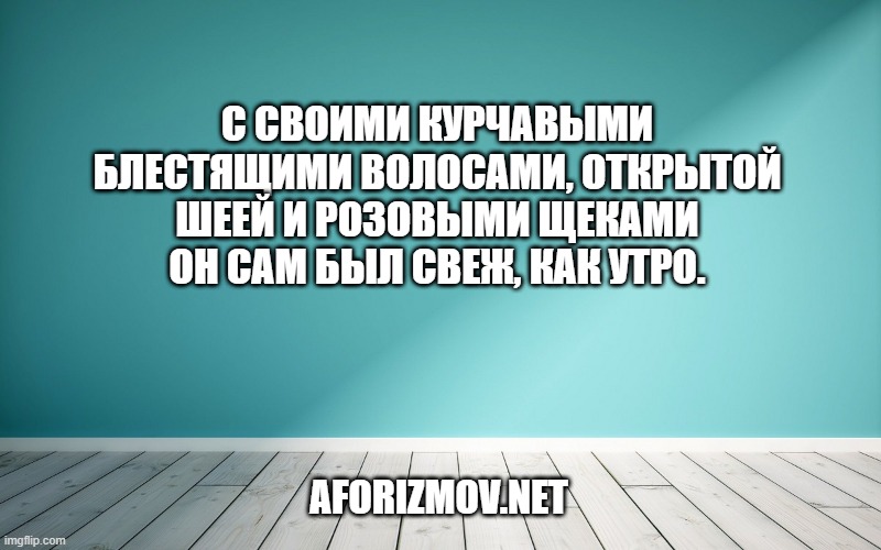 С своими курчавыми блестящими волосами, открытой шеей и розовыми щеками он сам был свеж, как утро.