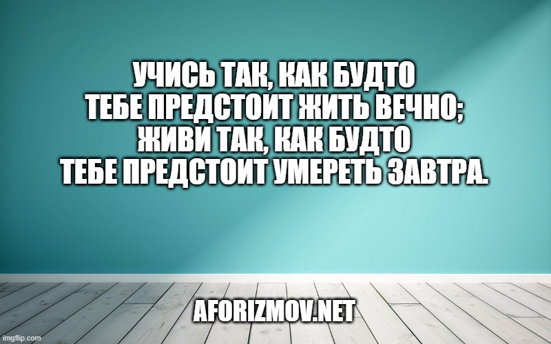 Учись так, как будто тебе предстоит жить вечно; живи так, как будто тебе предстоит умереть завтра.