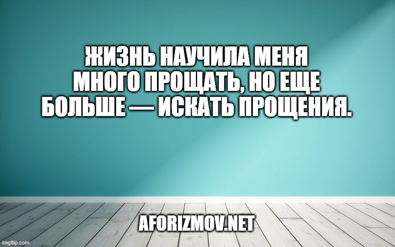 Жизнь научила меня много прощать, но еще больше — искать прощения.