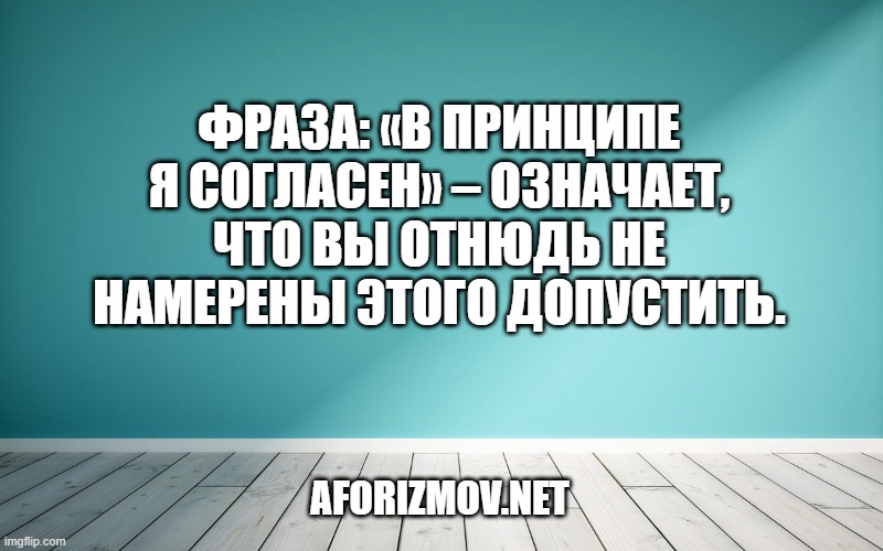 Фраза: «В принципе я согласен» – означает, что вы отнюдь не намерены этого допустить.