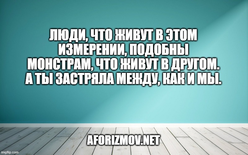 Люди, что живут в этом измерении, подобны монстрам, что живут в другом. А ты застряла между, как и мы.