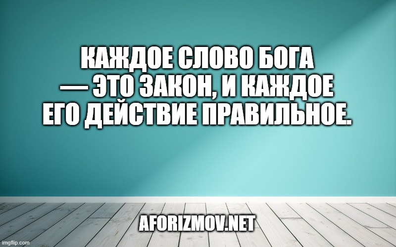 Каждое слово бога — это закон, и каждое его действие правильное.