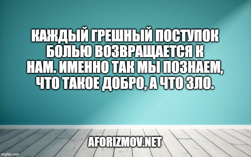 Каждый грешный поступок болью возвращается к нам. Именно так мы познаем, что такое добро, а что зло.