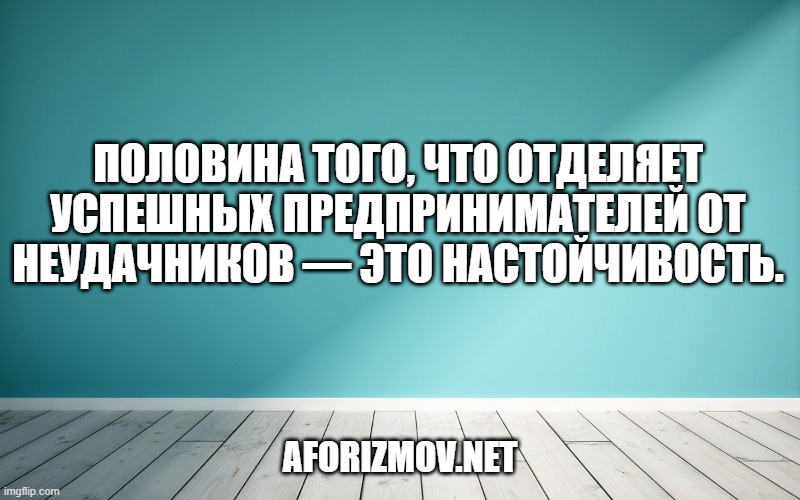 Половина того, что отделяет успешных предпринимателей от неудачников — это настойчивость.