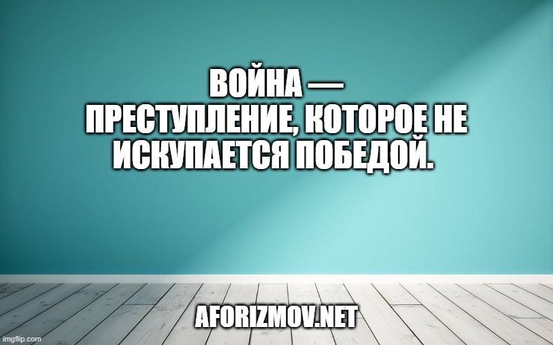 Война — преступление, которое не искупается победой. 