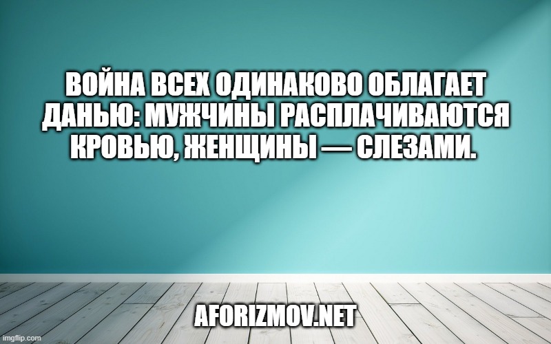 Война всех одинаково облагает данью: мужчины расплачиваются кровью, женщины — слезами. 