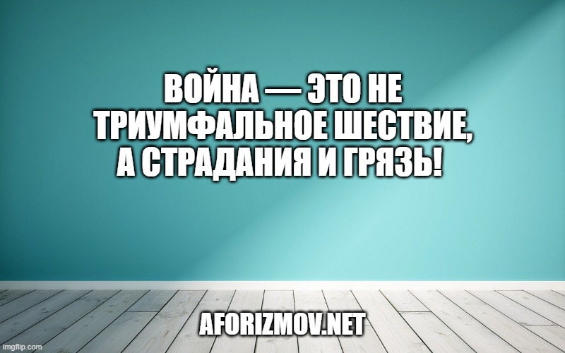 Война — это не триумфальное шествие, а страдания и грязь! 
